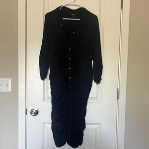 Torrid Black Studio Ruched Knit Shirt Dress Size 3 (22-24)